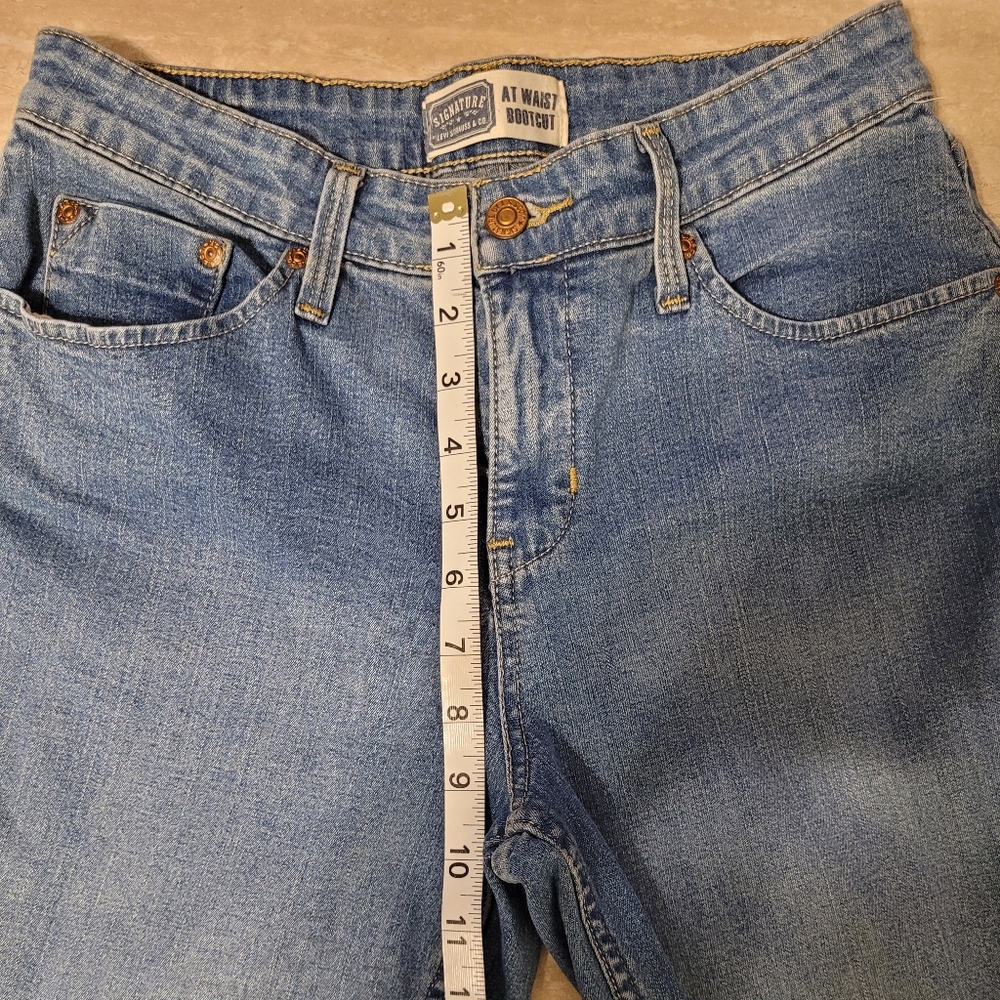 Levi Strauss Signature Jeans Sz 6 Blue Stretch Blend Denim Mid Rise Boot Cut EUC - Picture 6 of 9